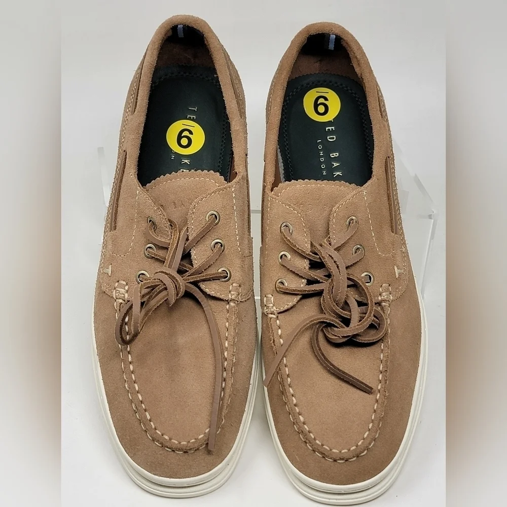 Ted Baker London Men’s Low Top Suede Boat Shoes US 9 EU 42 Sand Lace Up New